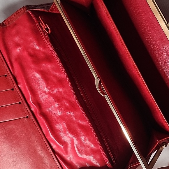 Host pick😍 Givenchy Quilted Long Flap Wallet Red Lambskin converter Crossbody - Picture 9 of 16